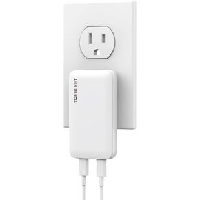 Ultra Thin 65W Dual-USB C Charger, Foldable for Travel, Portable 2-Port with PD3.0 PPS GaN Tech for Laptops, MacBook, iPad Pro, iPhone 16, iPad Pro, S25 Galaxy Book, LG Gram, XPS, Pixel 9 pro