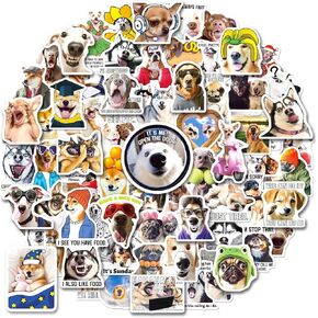 100PCS Funny Dog Stickers, Dog Meme Stickers for Water Bottles Laptop Luggage Phone Puppy Vinyl Decals Bulk for Teens Adults Pet Sticker Pack