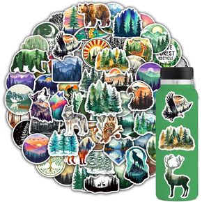 102PCS Forest Stickers,Adventure Aesthetic Outdoor Stickers for Boys Girls Teens Gifts Vinyl Waterproof Decor Supplies Forest Party Nature Decals for Water Bottles,Laptop