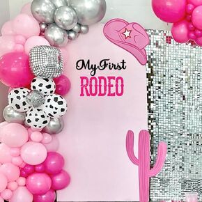 Hot Pink My First Rodeo Vinyl Decal for Arch Backdrop, First Rodeo Birthday Sign for Party, Cow Girl 1st Rodeo Birthday Decorations Stickers First Rodeo Arch Backdrop Decal
