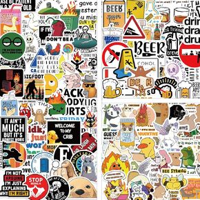 Funny Stickers for Adults Waterproof 200 Pack - Vinyl Decals for Water Bottles, Laptop, Hard Hats, Tool Box｜No Residue Reusable Sticker Pack
