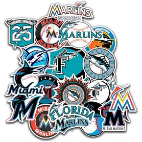 20pcs Miami Baseball Marlins Stickers Pack for Laptop Water Bottle Car Window Scrapbook Helmet Skateboard Wall Cool Vinyl Decals for Kids Teens Adults Fans Gifts Mighty Marlins Inspired