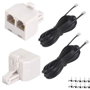 Telepone Extension Cable 15FT and Phone line Splitter 2 Pack