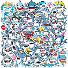 200PCS Shark Vinyl Stickers, Cute Waterproof Ocean Shark Decals for Water Bottle, Laptop, Scrapbook, Luggage, Phone Case