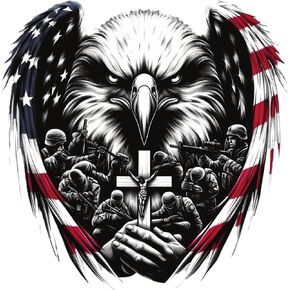 Patriotic American Eagle with Praying Soldiers Vinyl Decal, 6-Inch, Military Tribute, 4th of July Memorial Day Gift, Car Laptop Patriot Decor, Support Our Troops Faith Sticker, Father's Day