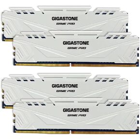 【DDR4 RAM】 GIGASTONE Game PRO 64GB Kit (4x16GB) DDR4 3200MHz PC4-25600 CL 16-18-18-40 Intel XMP 2.0 AMD Ryzen 1.35V UDIMM 288 Pin Unbuffered Non ECC High Performance Gaming Desktop Memory - White