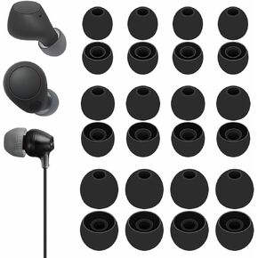 12 Pairs WF-C710N WF-C510 WF-C700N Ear Tips Set, Replacement Silicone Soft Eartips Earbuds Accessories Compatible with Sony MDREX15AP MDREX15LP WI-C100 WF-C500 Linkbuds S Black L/M/S