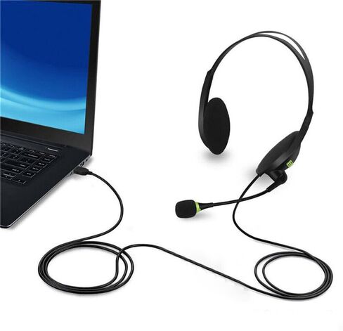 سماعة الرأس 3.5 مم/USB مع إلغاء ضوضاء الميكروفون لدردشة مكالمات الكمبيوتر (واجهة USB) (واجهة USB) in Kuwait