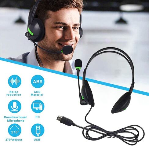 سماعة الرأس 3.5 مم/USB مع إلغاء ضوضاء الميكروفون لدردشة مكالمات الكمبيوتر (واجهة USB) (واجهة USB) in Kuwait