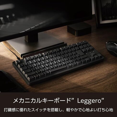 ELECOM TK-MC50UKPBK LEGGERO Mechanical Keyboard ، هادئة ، سلكية ، بالحجم الكامل ، N KEY RELOVER ، 50 مليون مرة ، مفتاح ثقيل ، محور أحمر ، أسود in Saudi Arabia