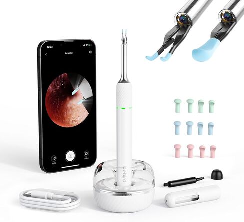 أداة إزالة شمع الأذن من Bebird Pro مع كاميرا بدقة 1440 بكسل عالية الدقة و6 مصابيح LED، مجانًا مع مزيل الرؤوس السوداء للتنظيف العميق، ومنظف الأذن للأذنين الصغيرة، ومجموعة إزالة شمع الأذن من إدارة الغذاء والدواء الأمريكية لهواتف iOS وهواتف Android in Kuwait