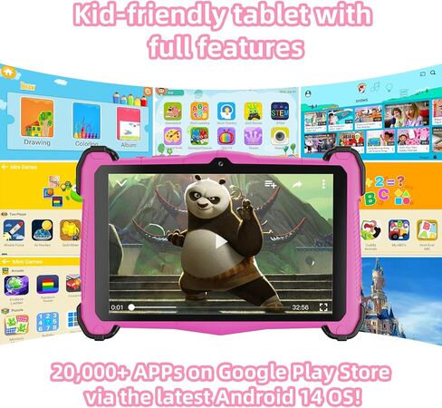 2025 Android 14 Kids Tablet 7 بوصة الكمبيوتر اللوحي للأطفال 3-12 ، أوكتا النواة ، و 8+64 جيجابايت (توسيع 128 جيجا بايت) ، واي فاي 6 ، 3000 مللي أمبير في الساعة ، ومحتوى خالي من الإعلانات ، وأدوات التحكم الوالدية ، ومساحة Google Kids ، و YouTube Kids ، و G in Kuwait
