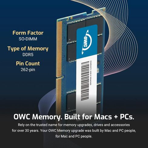 OWC 32GB DDR5 4800 PC5-38400 CL40 2RX8 262-PIN 1.1V SODIMM MEMORY MEMORY UPGRADE متوافقة مع NASYNC DXP4800 PLUS in Kuwait