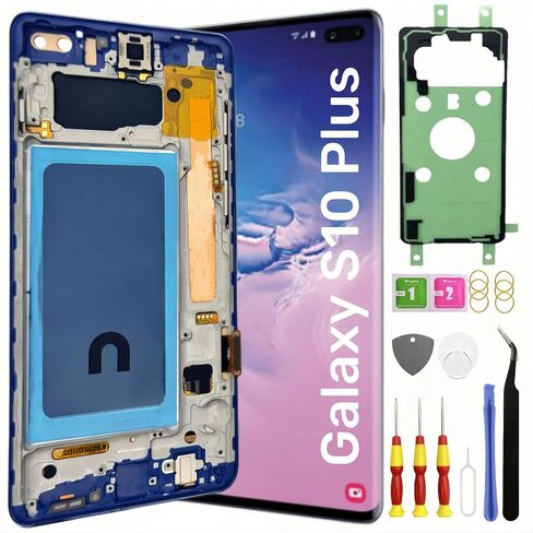 LCD Display Screen Assembly Replacement for Samsung Galaxy S10 Plus LCD Touch Digitizer Screen with Frame S10+ 6.4" G975U G975FD G975A Black (Fingerprint Recognition is not Supported) in Saudi Arabia