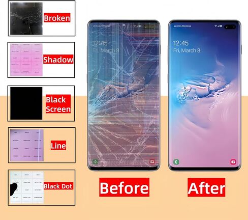 LCD Display Screen Assembly Replacement for Samsung Galaxy S10 Plus LCD Touch Digitizer Screen with Frame S10+ 6.4" G975U G975FD G975A Black (Fingerprint Recognition is not Supported) in Saudi Arabia