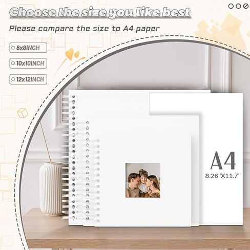 Scrapbook Photo Album,DIY Hardcover Kraft Photo Album with Display Picture Window,Personalized Blank Memory Book for Family, Wedding,Guest Book,Anniversary,80Pages/40Sheet in Kuwait