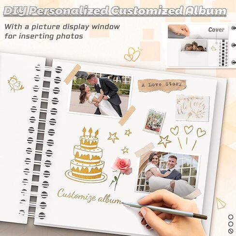 Scrapbook Photo Album,DIY Hardcover Kraft Photo Album with Display Picture Window,Personalized Blank Memory Book for Family, Wedding,Guest Book,Anniversary,80Pages/40Sheet in Kuwait