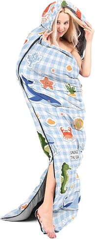 Yellow Sleeping Bags for Adults and Kids,Summer Kawaii Bee Backpacking Camping Sleeping Bag for Girl Boys Lightweight Waterproof Cold/Warm Sleeping Bag for Season Outdoor Travel with Compression Bags in Saudi Arabia