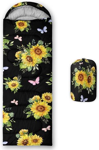 Yellow Sleeping Bags for Adults and Kids,Summer Kawaii Bee Backpacking Camping Sleeping Bag for Girl Boys Lightweight Waterproof Cold/Warm Sleeping Bag for Season Outdoor Travel with Compression Bags in Saudi Arabia