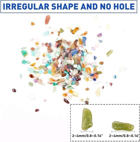 NBEADS About 396g Undrilled Natural Chip Gemstone Beads, 18 Styles No Hole Crystals Polishing Crushed Beads Irregular Shaped Stone Loose Beads Jewelry Making Craft Gift, 2~8mm in Kuwait