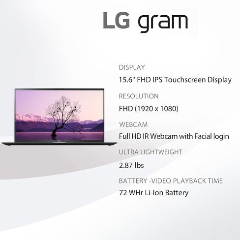 LG Gram 15 Lightweight Business Laptop, 15.6" FHD Touchscreen, Intel 16-Core Ultra 7-155H, 16 GB DDR5 RAM, 1 TB SSD, Intel Arc GPU, Backlit KB, Wi-Fi 6E, Windows 11 Pro, w/Office Pro Lifetime License in Kuwait