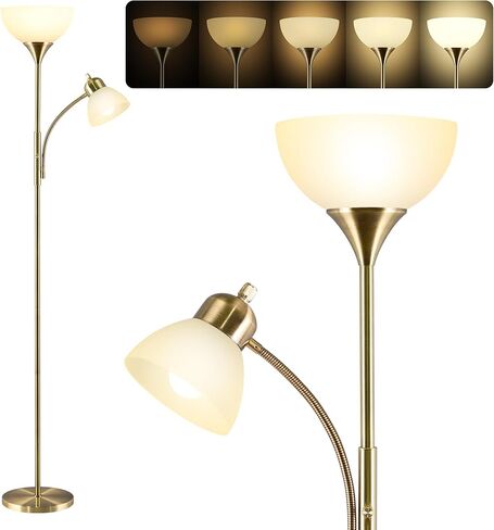 Floor Lamps for Living Room, Modern Standing Lamp, Minimalist Pole Lamp, Stepless Dimmable 9W Bulb Included, Tall Lamp with Linen Shade, Lamps for Bedroom, Office, Kids Room, Reading Light in Saudi Arabia