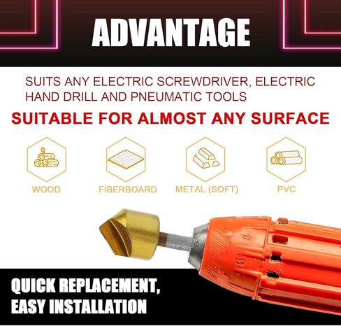 Countersink Drill Bit Set, 3pcs Single Flute 90 Degree Edge Chamfer Chamfering Tool End Mill Cutter Countersink Drill Bits Kit 3/8 1/2 3/4 in Saudi Arabia