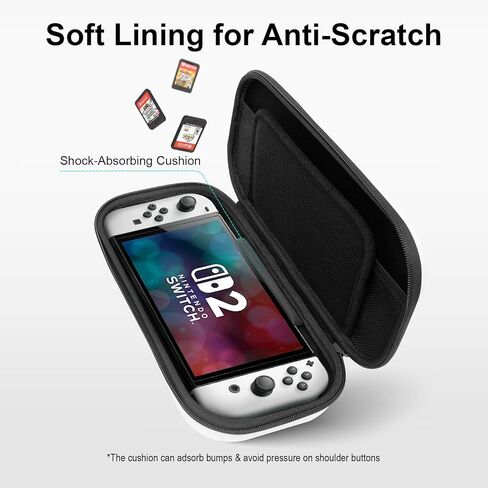 Melosync Slim Carrying Case for Nintendo Switch 2 Model 2025 ، حماية من الرائحة والمقاومة للخدش مع 12 فتحات بطاقة اللعبة ، وحماية شاشة مجانية ، وحالة تخزين سفر محمولة أسود in Kuwait