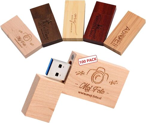 64GB 10Pcs Custom Wood USB 3.0 Flash Drive w/Linen Bag for Photography AD in Saudi Arabia