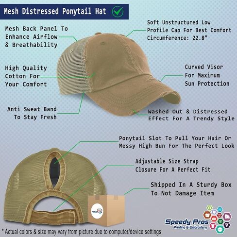 Speedy Pros Womens Ponytail Cap Beer Me Cotton Distressed Trucker Hats in Saudi Arabia