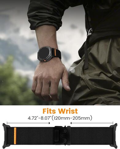 Elastic Band Compatible with Samsung Galaxy Watch Ultra Bands 47mm, Soft Stretchy Nylon Sport Adjustable Strap for Samsung Ultra Watch Band Men - Upgrade Parachute-style Buckle in Saudi Arabia