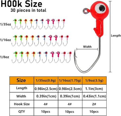 UperUper 65Pcs Crappie Jigs Lure kit, 2 inch Crappie Bait with Fishing Jig Heads Hooks for Saltwater Freshwater Bass Trout in Kuwait