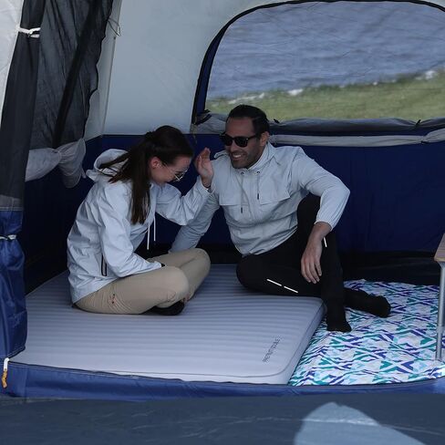وسادة نوم KingCamp Luxury ثلاثية الأبعاد مزدوجة ذاتية النفخ بقيمة 9.5 R، مرتبة هوائية رغوية للتخييم، محمولة بسمك 3 بوصات كبيرة لشخصين، 79.1 بوصة × 50.3 بوصة × 3.0 بوصة، أسود in Saudi Arabia