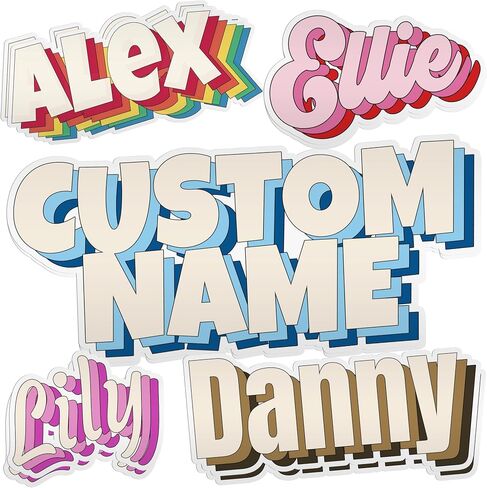 Personalized Name Sticker Custom Name Sticker Vintage Color Customizable Text Stickers Cute Decal Sticker Funny for Hard Hat Waterproof Vinyl Sticker for Water Bottle Phone Case Laptop Tumblers in Saudi Arabia