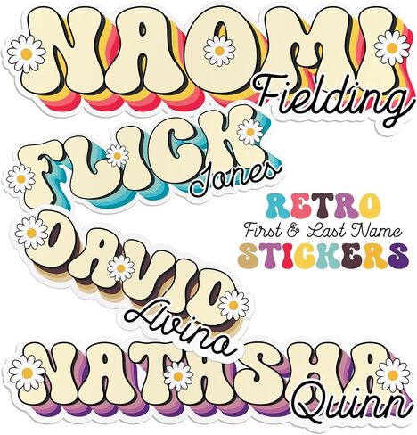 Personalized Name Sticker Custom Name Sticker Vintage Color Customizable Text Stickers Cute Decal Sticker Funny for Hard Hat Waterproof Vinyl Sticker for Water Bottle Phone Case Laptop Tumblers in Saudi Arabia