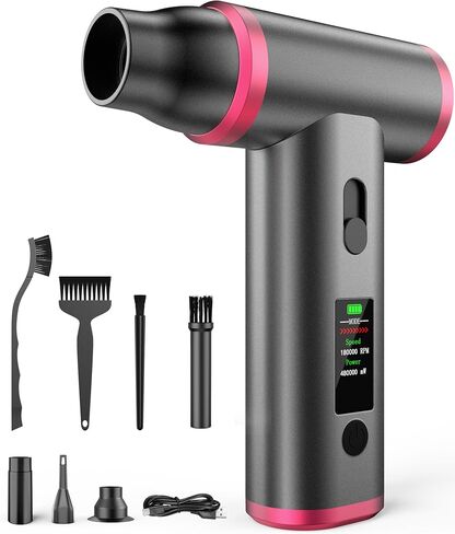 Duster Air Compressed - 180000 دورة في الدقيقة التحكم في المنفاخ/الفراغ المزدوج/الفراغ مع عرض LED | منفاخ الغبار القابل لإعادة الشحن للوحة المفاتيح ، والسيارة ، المنزل | يحل محل علب الهواء المضغوطة in Kuwait