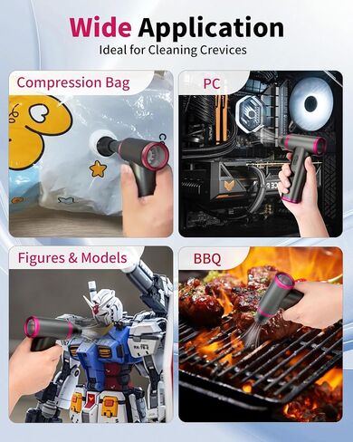 Duster Air Compressed - 180000 دورة في الدقيقة التحكم في المنفاخ/الفراغ المزدوج/الفراغ مع عرض LED | منفاخ الغبار القابل لإعادة الشحن للوحة المفاتيح ، والسيارة ، المنزل | يحل محل علب الهواء المضغوطة in Kuwait
