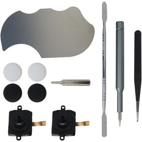 New Joystick Replacement Kit for Oculus Quest 2 Controller(11 in one), Repair Kit Accessories for Meta Quest 2 Controller, Include 2 Thumb Sticks, T5 Screwdriver, Tweezer, Pry Tool, 4 Thumbstick Grips