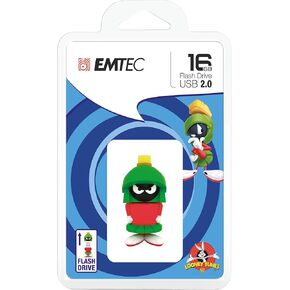 Emtec Looney Tunes Marvin The Martian USB 2.0 Flash Drive 16GB – 3D Cartoon Character Design, Soft Touch Rubber, Mini Portable Storage, Perfect for Fans, Collectors, and Gifts