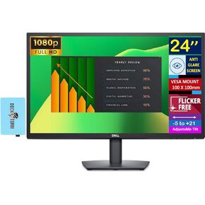 Dell 24" FHD VA Monitor Bundle with Docztorm Dock, 5 ms Response Time, Flicker Free & Anti-Glare Display, VESA Mount (100x100mm), 1 x DisplayPort, VGA, Ideal for Home & Business, Black (2025)
