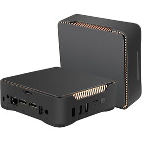 Mini PC Intel Celeron J4125, 8GB+128GB SSD Micro PC, Dual HDMI/VGA Display, WiFi 5.0/BT 4.2, Win11 Pro Mini Computer, Compact Desktop for Office, Design (Black, 8GB+128GB)