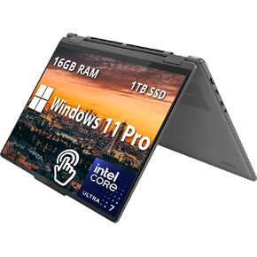 Lenovo Yoga 7i 2-in-1 16" 2K Touchscreen Laptop, Intel Ultra 7 155U, 16GB LPDDR5X, 1TB SSD, Backlit Keyboard, Fingerprint Reader, WiFi 6E, Win 11 Pro, Grey (Renewed)