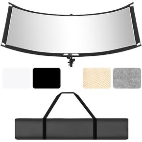 WELLMAKING Clamshell Light Reflector Diffuser with Carrying Bag, 71"×23"/180x60cm Photography Curved Lighting Reflector for Photo Studio Photography & Outdoor Lighting, Black/White/Gold/Silver Colors