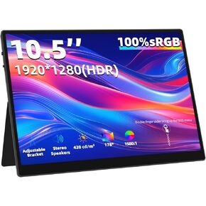 10.5" Portable Touchscreen Monitor with Gesture Control, HDR10, 3:2 FHD IPS, 420 Nits, Dual USB-C & HDMI, Adjustable Stand, Ultra-Slim Display for Laptop PC Android Phone Game Consoles Raspberry Pi