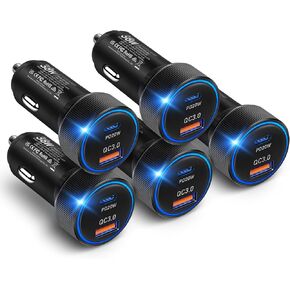 38W USB C Car Charger Fast Charging, 3Pack Cigarette Lighter Adapter, Car Phone Charger, Boxeroo Multi Port PD/QC 3.0 Cargador para Carro, 12v USB Outlet for iPhone 16e/16/15/14/13/12 Pro,Samsung