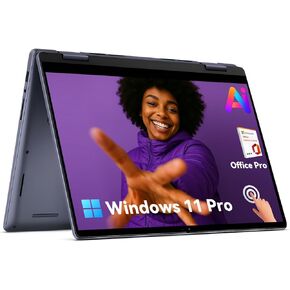 Dell Inspiron 2 in 1 14" FHD Touchscreen Laptop,AMD Ryzen 5-8640HS with 32GB Memory &1TB SSD,Win 11 Pro & Office Pro with AI Copilot,Backlit Keyboard, Fingerprint Reader with Fast Power Charging