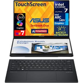 ASUS Zenbook Duo AI Powered 2-in-1 Laptop 14.0" Touchscreen OLED 2.8K Display (Intel Ultra 7-255H, 32GB LPDDR5X, 1TB PCIe SSD, Backlit KB, 2 Thunderbolt 4, WiFi 7, Webcam, Bluetooth 5.4, Win 11 Pro)