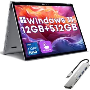 CHUWI MiniBook X 2-in-1 Laptop with USB C Hub, Intel N150(up to 3.6GHz), 512GB ROM 12GB LPDDR5, 10.51" Windows 11 Convertible Laptops