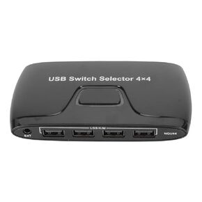 4 Port USB Switch Selector, Share 4 USB Devices Between 4 Computers, One Switching, Remote Control, Indicator Lights, Compatible for