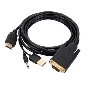1.8M to HDMI-Compatible Cable Converter with 3.5mm USB Power Supply 1080P to HDMI Cable for PC TV Box Projector